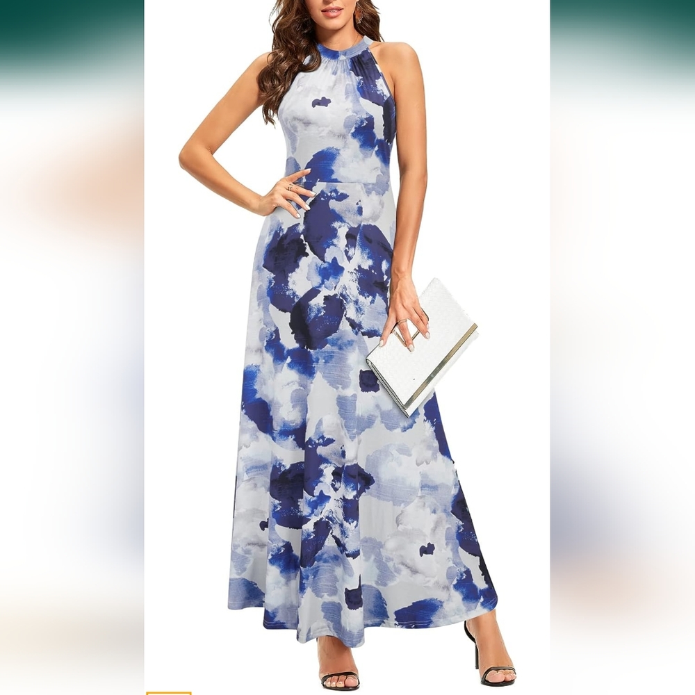 STYLEWORD Summer Maxi Hawaiian Beach Halter Dress.  Size Sm  NWT